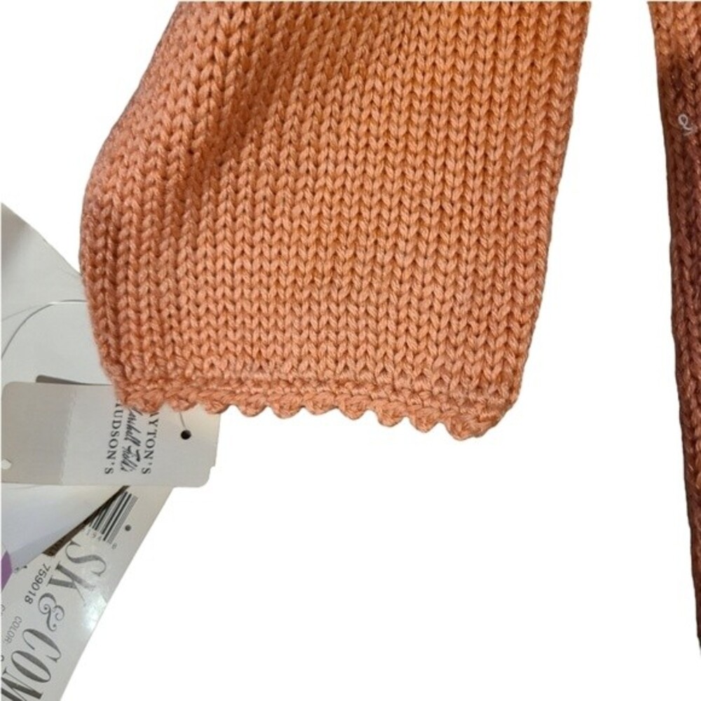 NWT SK & Company Vintage Coral/Grey Beaded Sweater - Picture 6 of 8